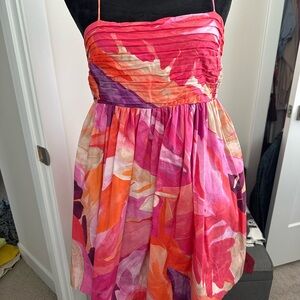 Vibrant Pink and Orange Floral Dress